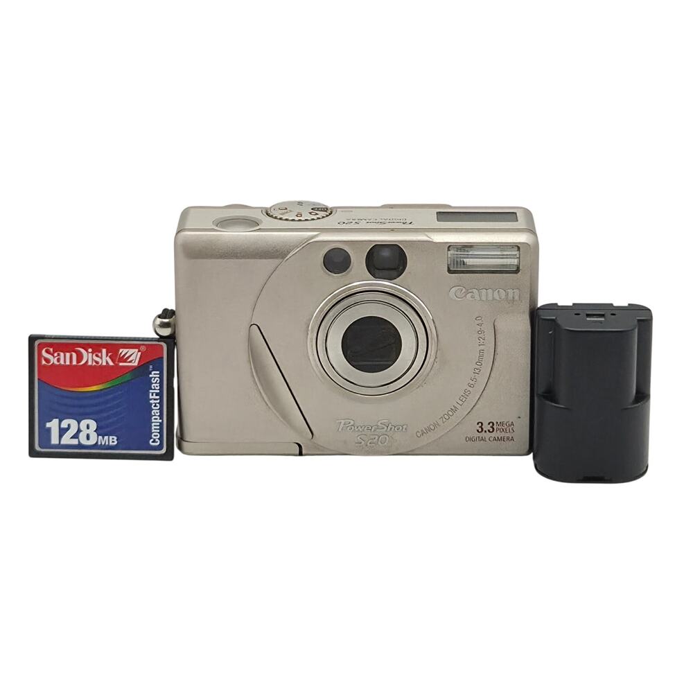 Canon PowerShot S20 3.3MP Digital Camera Tested W/ New Battery & 128MB CF Card